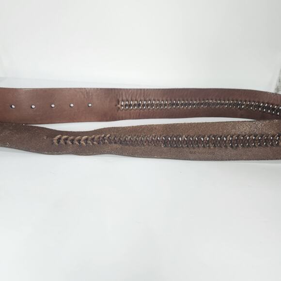 Lauren Ralph Lauren Brown Whipstitch Belt Brass Buckle 42\